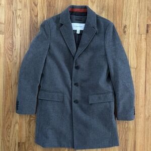Calvin Klein Men's Herringbone Overcoat Sz Small Classic Grey Black New